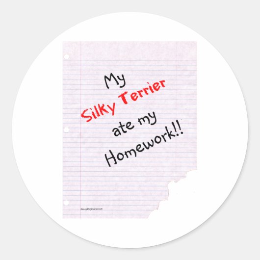 Silky Terrier Ate mijn huiswerk - Sticker (Voorkant)