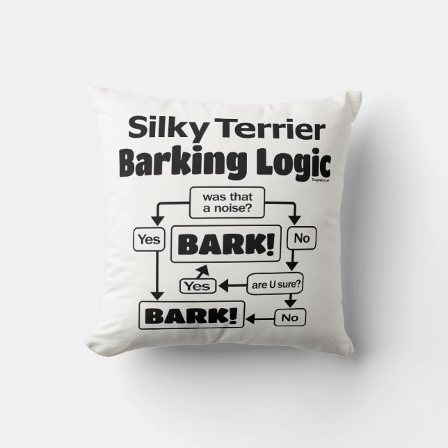 Silky Terrier Barking Logic Kussen (Voorkant)