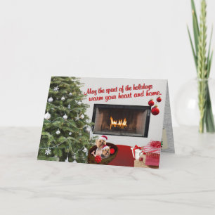 Silky Terrier Christmas Warm Wishes Wenskaart Feestdagen Kaart
