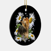 Silky Terrier Daisy Butterfly-herdenkingspoot afdr Keramisch Ornament (Rechts)
