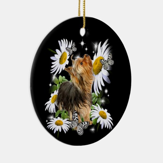 Silky Terrier Daisy Butterfly-herdenkingspoot afdr Keramisch Ornament (Rechts)