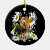 Silky Terrier Daisy Butterfly-herdenkingspoot afdr Keramisch Ornament (Voorkant)