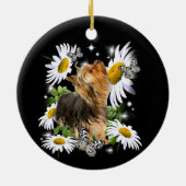 Silky Terrier Daisy Butterfly-herdenkingspoot afdr Keramisch Ornament (Achterkant)