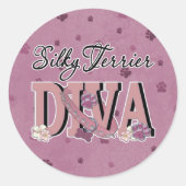 Silky Terrier DIVA Ronde Sticker (Voorkant)