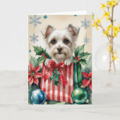 Silky Terrier Dog Christmas Wenskaart Kaart (Gele Bloem)