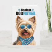 Silky Terrier Dog Coolest Dad Vaderdag Feestdagen Kaart (Voorkant)