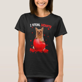 Silky Terrier Dog I Steal Hearts Cute Valentijn Da T-shirt