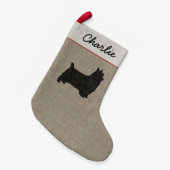 Silky Terrier Dog Silhouette Vakantie gepersonalis Kleine Kerstsok (Voorkant (Hangend))