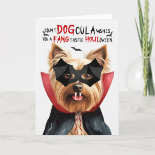 Silky Terrier Hond Grappig Count DOGcula Halloween Feestdagen Kaart