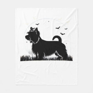 Silky Terrier hond � Halloween Maan Silhouet Clas Fleece Deken
