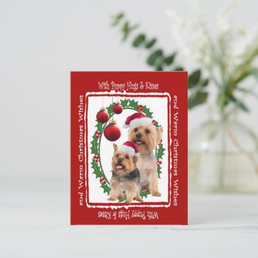 Silky Terrier Kerstknuffels en Kusjes Briefkaart (Staand voorkant)