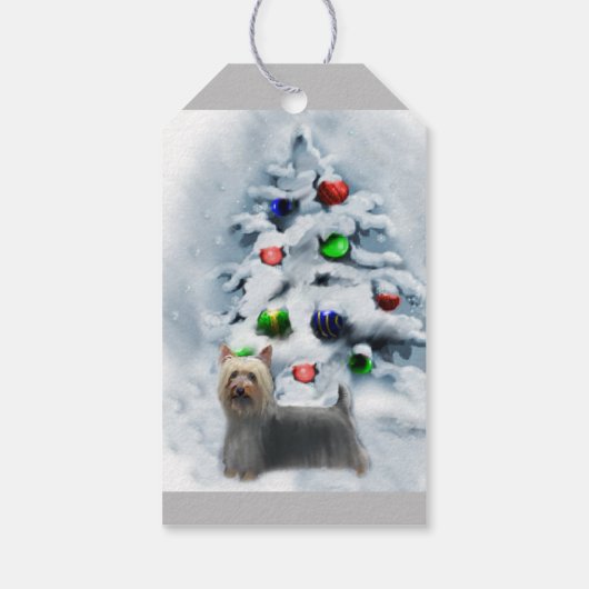 Silky Terrier Kerstmis Cadeaulabel (Achterkant)