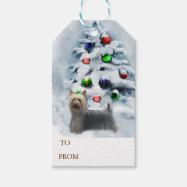 Silky Terrier Kerstmis Cadeaulabel