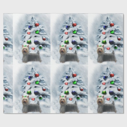 Silky Terrier Kerstmis Cadeaupapier (Vlak)