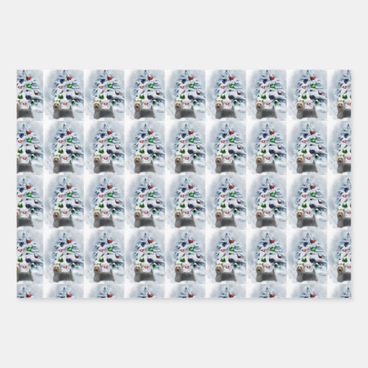 Silky Terrier Kerstmis Inpakpapier Vel (Voorkant)