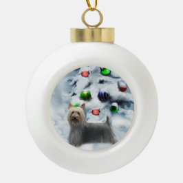 Silky Terrier Kerstmis Keramische Bal Ornament