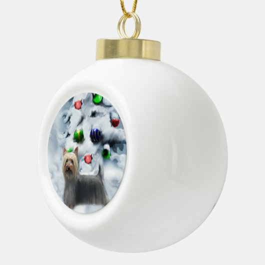 Silky Terrier Kerstmis Keramische Bal Ornament (Rechts)