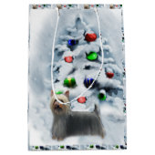 Silky Terrier Kerstmis Medium Cadeauzakje (Voorkant)