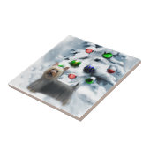 Silky Terrier Kerstmis Tegeltje (Zijkant)