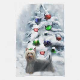 Silky Terrier Kerstmis Theedoek