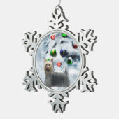 Silky Terrier Kerstmis Tin Sneeuwvlok Ornament (Rechts)