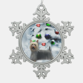 Silky Terrier Kerstmis Tin Sneeuwvlok Ornament