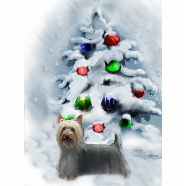 Silky Terrier-kerstversiering Fotobeeldje Ornament (Voorkant)