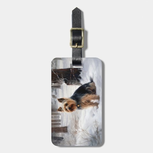 Silky Terrier Laat het sneeuwen Kerstmis Bagagelabel (Voorkant verticaal)