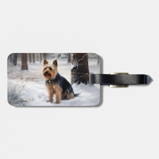 Silky Terrier Laat het sneeuwen Kerstmis Bagagelabel (Achterkant horizontaal)