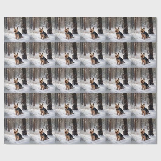 Silky Terrier Laat het sneeuwen Kerstmis Cadeaupapier (Vlak)