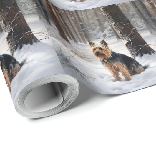 Silky Terrier Laat het sneeuwen Kerstmis Cadeaupapier (Rol Hoek)