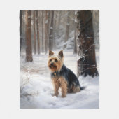 Silky Terrier Laat het sneeuwen Kerstmis Fleece Deken (Voorkant)