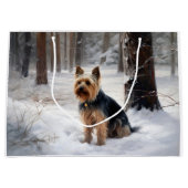 Silky Terrier Laat het sneeuwen Kerstmis Groot Cadeauzakje (Voorkant)