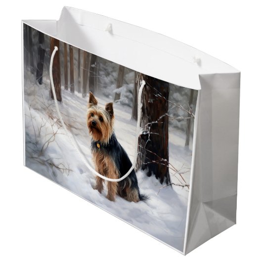 Silky Terrier Laat het sneeuwen Kerstmis Groot Cadeauzakje (Achterkant Gekanteld)