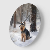 Silky Terrier Laat het sneeuwen Kerstmis Grote Klok (Hoek)