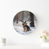 Silky Terrier Laat het sneeuwen Kerstmis Grote Klok (Huis)