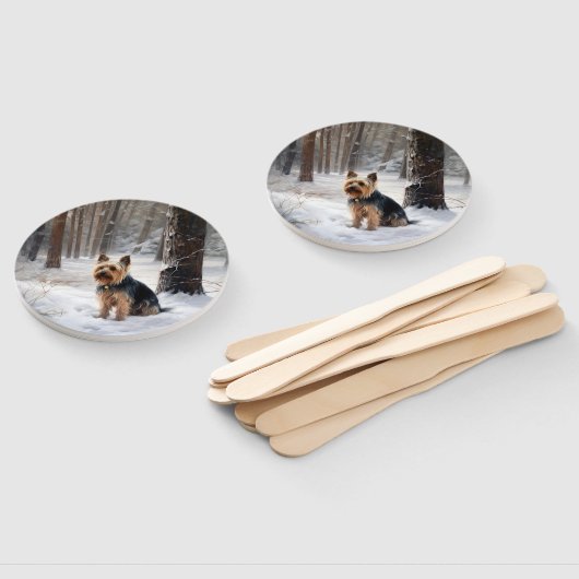 Silky Terrier Laat het sneeuwen Kerstmis Handwaaier (Niet-gemonteerd)