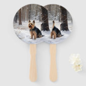 Silky Terrier Laat het sneeuwen Kerstmis Handwaaier (Voorkant en achterkant)