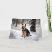 Silky Terrier Laat het sneeuwen Kerstmis Kaart (Voorkant)