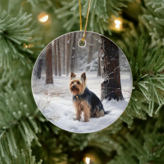 Silky Terrier Laat het sneeuwen Kerstmis Keramisch Ornament (Boom)