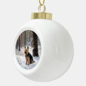 Silky Terrier Laat het sneeuwen Kerstmis Keramische Bal Ornament (Rechts)