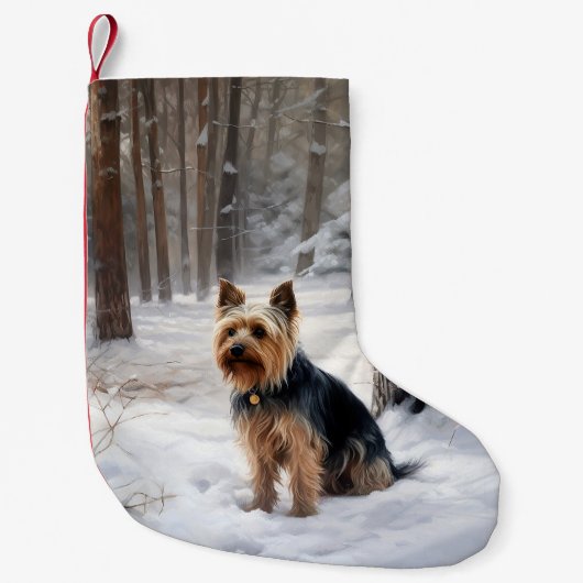 Silky Terrier Laat het sneeuwen Kerstmis Kleine Kerstsok (Voorkant)