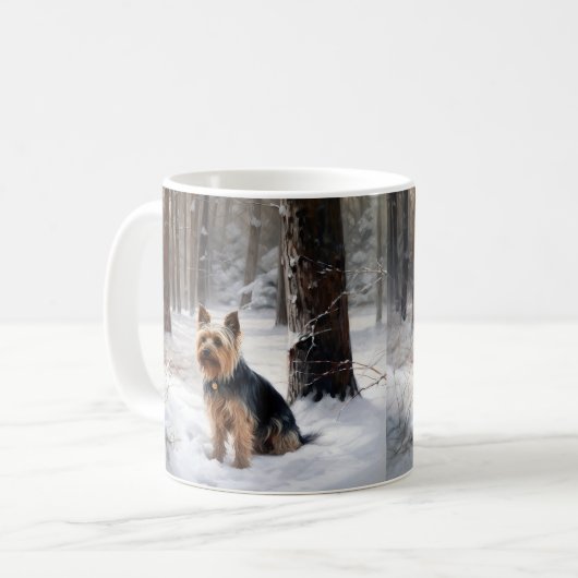 Silky Terrier Laat het sneeuwen Kerstmis Koffiemok (Voorkant links)