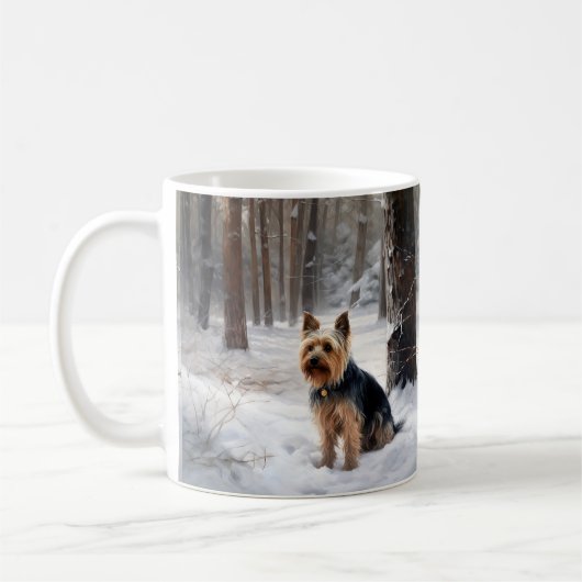 Silky Terrier Laat het sneeuwen Kerstmis Koffiemok (Links)