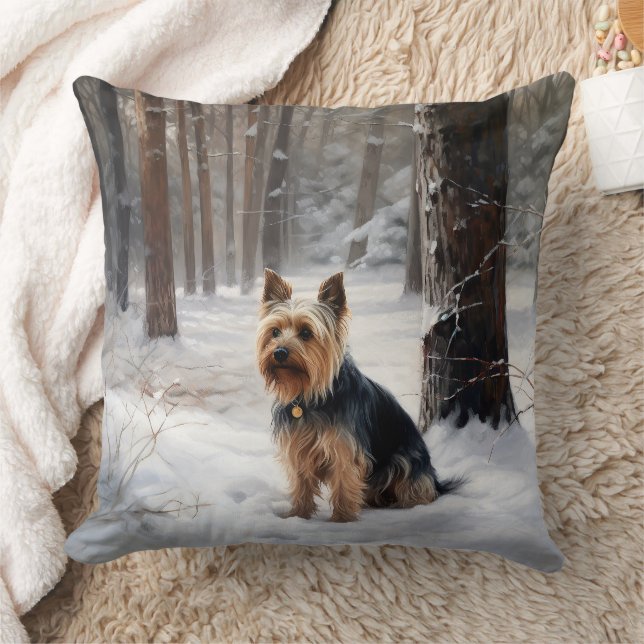 Silky Terrier Laat het sneeuwen Kerstmis Kussen (Deken)