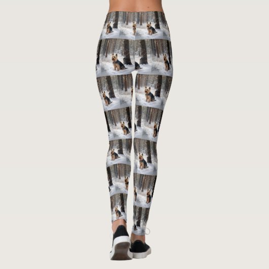 Silky Terrier Laat het sneeuwen Kerstmis Leggings (Achterkant)