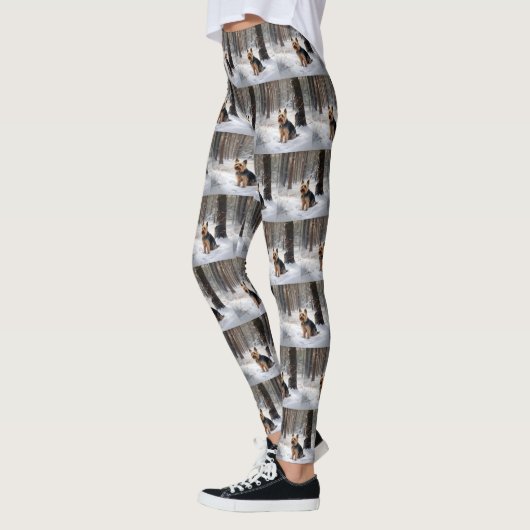 Silky Terrier Laat het sneeuwen Kerstmis Leggings (Links)