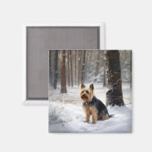 Silky Terrier Laat het sneeuwen Kerstmis Magneet (Voorkant / Achterkant)