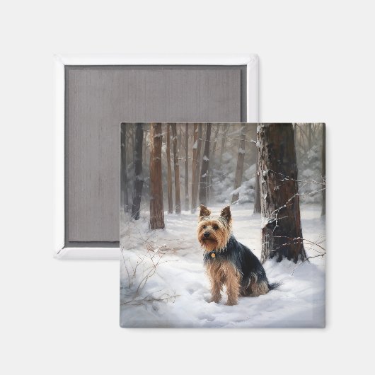 Silky Terrier Laat het sneeuwen Kerstmis Magneet (Voorkant / Achterkant)