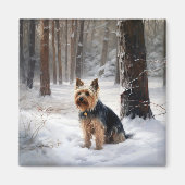 Silky Terrier Laat het sneeuwen Kerstmis Magneet (Voorkant)